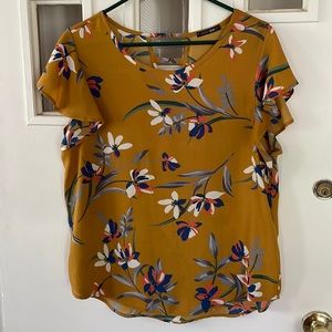 PaperMoon Short Ruffle Sleeve Floral Blouse